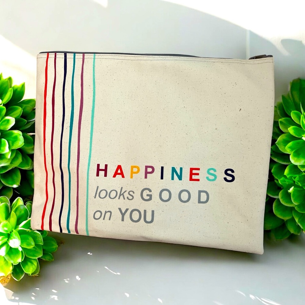* Thirty-One Happiness Looks Good On You Canvas Document Holder Zip Top Bag
